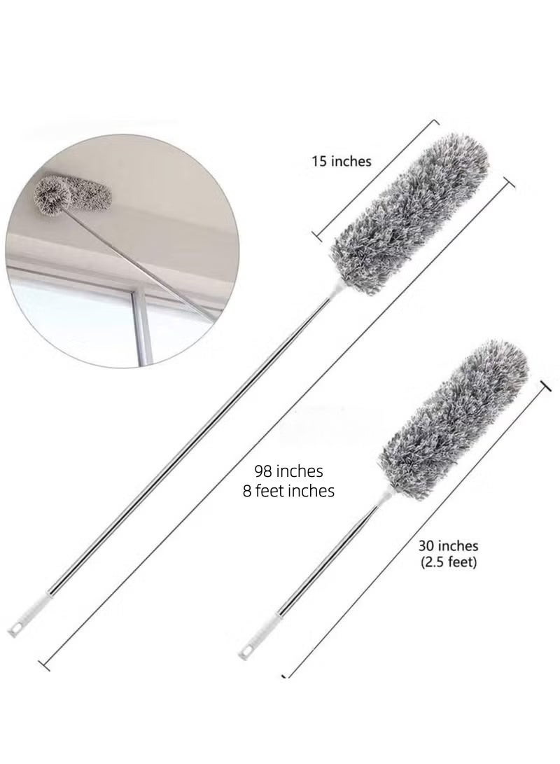 Extra-long microfiber duster telescopic pole (30 to 98 inches) is flexible and washable; microfiber duster is used for cleaning roofs, ceiling fans, blinds, and cobwebs. - Image 2